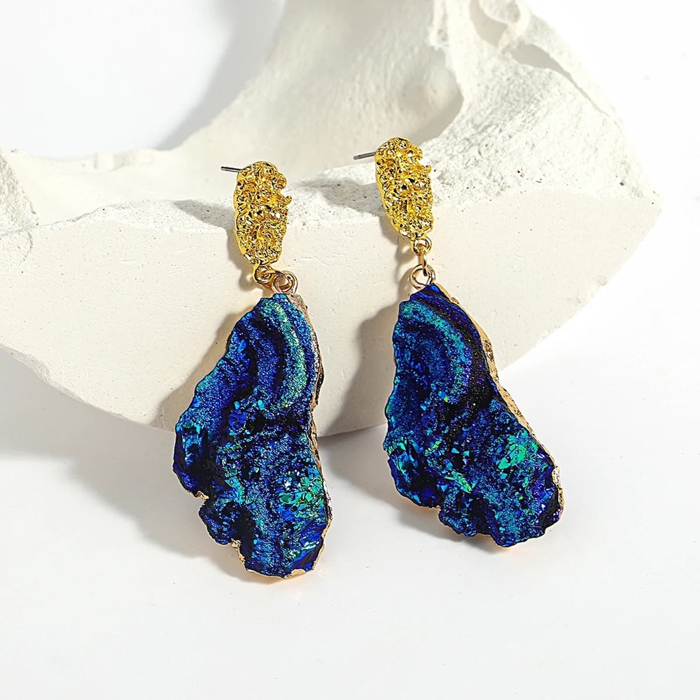 ◾️Volcanic Rock Earring (Blue)